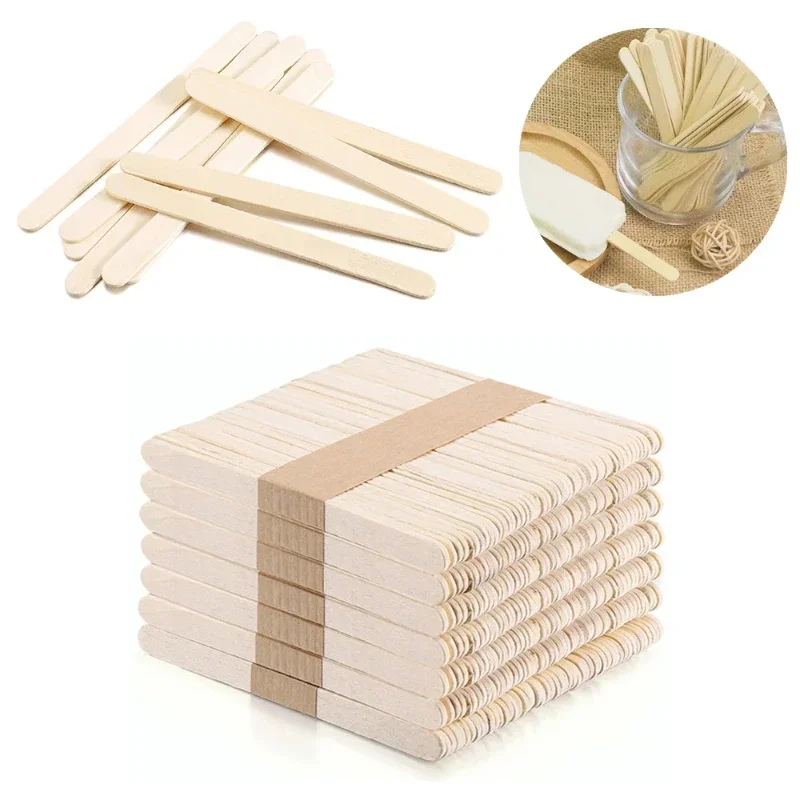 50/100/150Pcs Ice Cream Popsicle Sticks Natural Wooden Sticks Ice Cream Spoon Hand Crafts Art Ice Cream Lolly Cake Tools