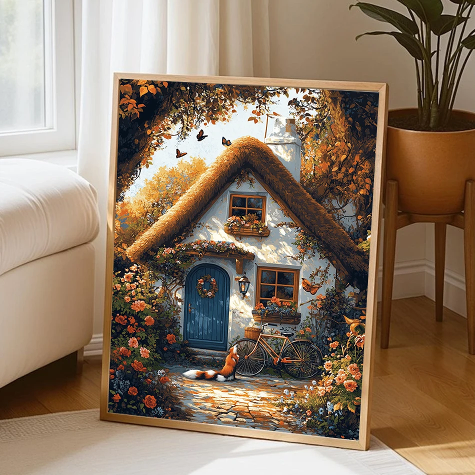 

SDOYUNO Painting By Number Adults Town house retro Landscape Scenery Picture Drawing Wall Art Picture Kit Living Room Decoration