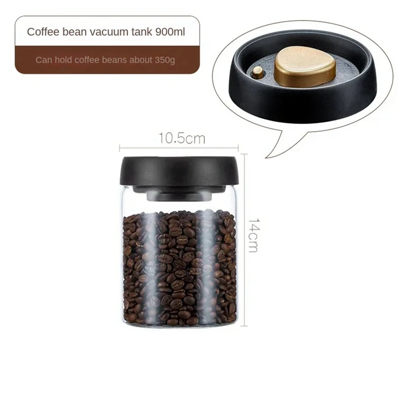Vacuum Sealed Jug Coffee Beans Glass Airtight Canister Food Grains Candy Keep Fresh Storage Jar