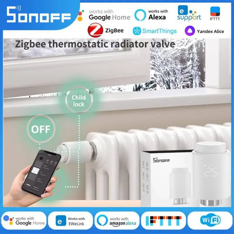 1/6 SONOFF TRVs Quiet Zigbee Thermostatic Radiator Valve TRVZB Smart TRV Home Temperature Control System Alexa ZHA MQTT Ewelink