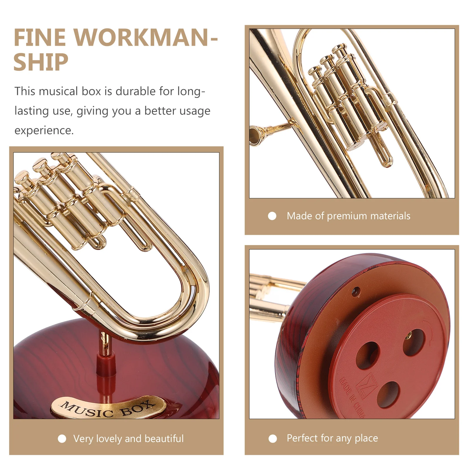 

Simulation Instrument Music Box Retro Wind-Up Melody Box For Home Decoration Table Desk Decor Christmas Gift Birthday Present