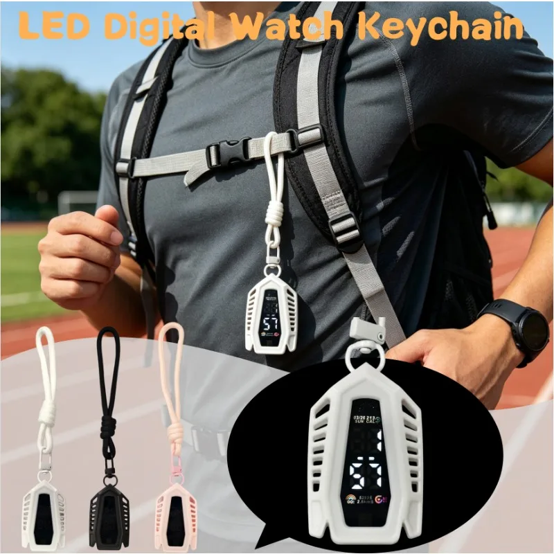 Portable Touchscreen Digital Watch Keychain Creative Hanging Multifunctional Fashion Pocket Watch Backpack Pendant for Men Women