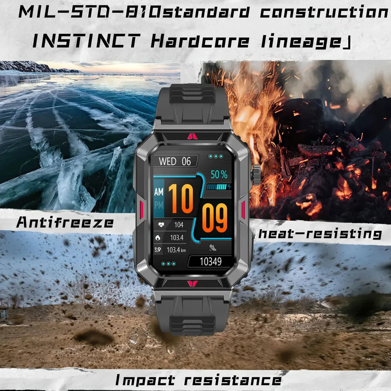 2023 New Outdoor Three Defense Smart Watch 1.57-inch Full Touch Screen One Button Connection Bluetooth Call Waterproof Bracelet