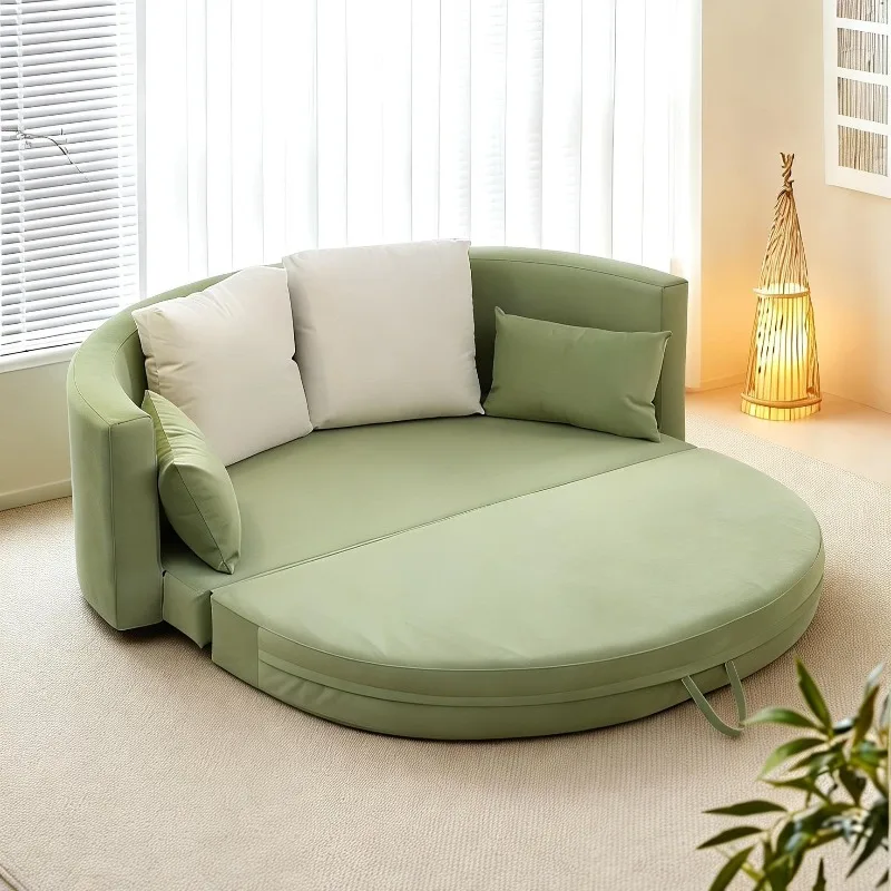 Foldable sofa bed, multi-functional space-saving small apartment living room sitting and lying dual-purpose circular arc double