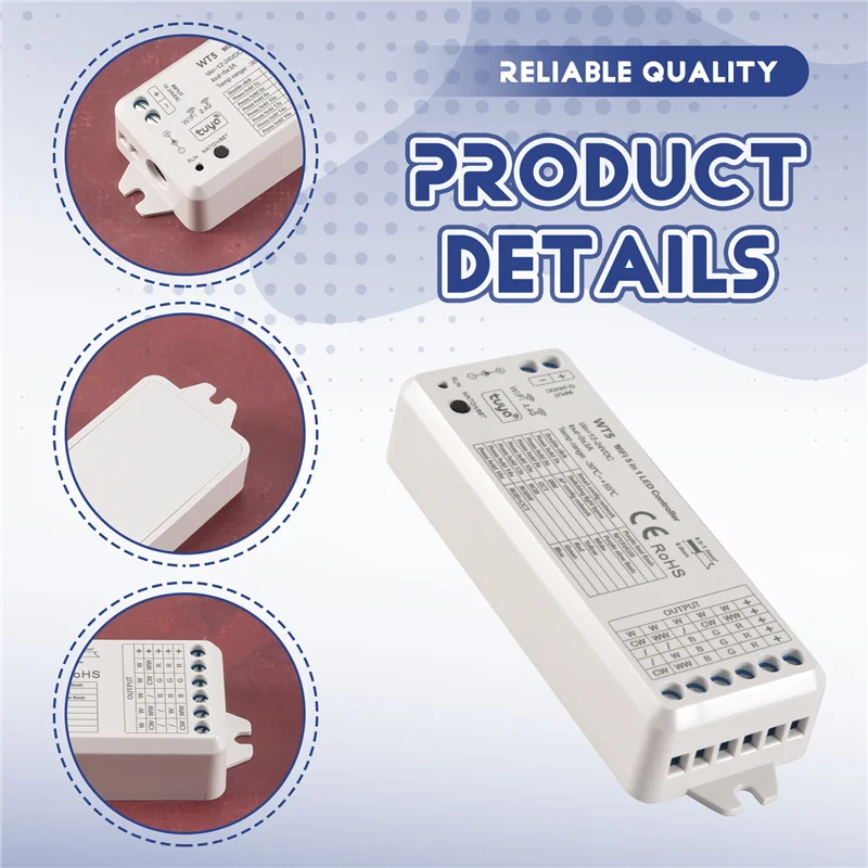 Y51A-Tuya LED Controller 5 In 1 Dimmer CCT RGB RGBW RGBWW RGBCCT Strip Smart Life Wifi 2.4G RF Remote Controller 12-24V WT5