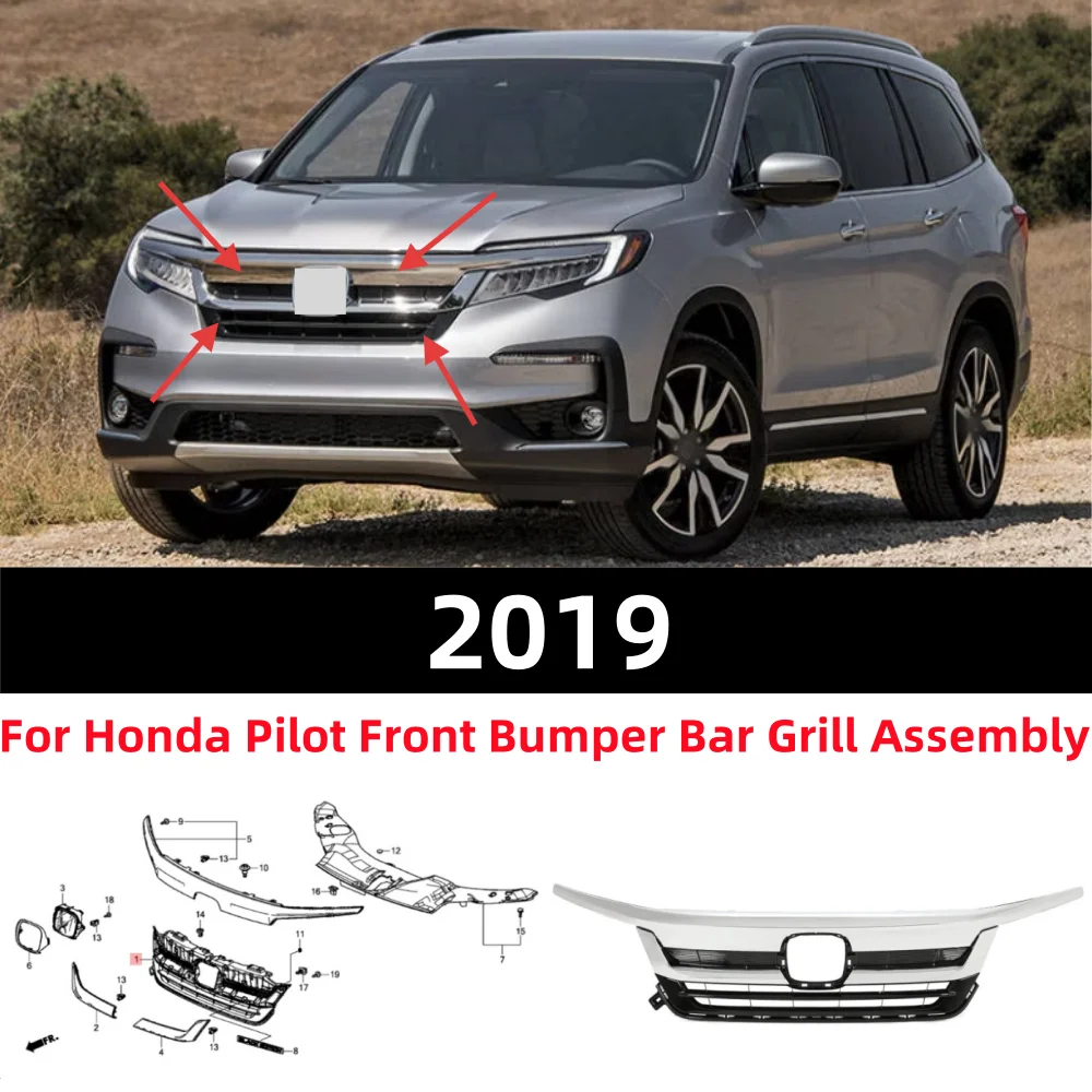 

For Honda Pilot US Edition Front Bumper Center Ventilation Grille Assembly 2019