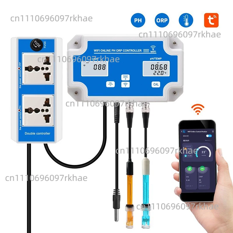 Moniteur de qualité de l'eau pour aquarium intelligent 3-en-1 avec application, Bluetooth, surveillance en temps réel du pH/ORP/température, mesureur de salinité de l'eau de mer