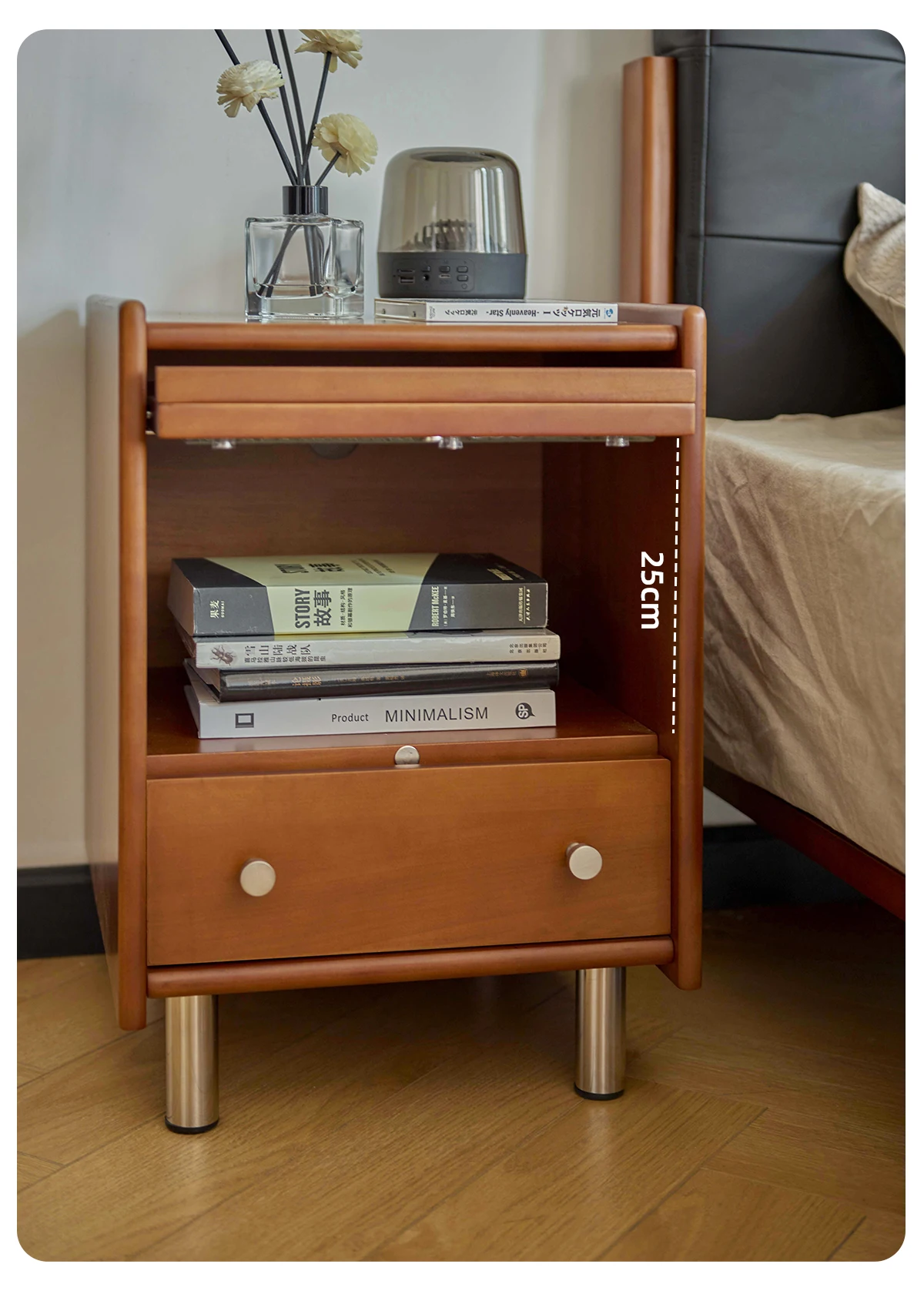 Retro Solid Wood Bedroom Bedside Simple Storage Cabinet Household Small Ultra Narrow Storage Cabinet