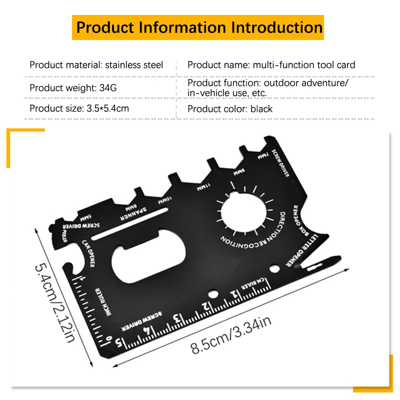 Herramienta de bolsillo de 7X4,5X0,2 Cm, tarjeta de crédito 11 en 1, equipo portátil de supervivencia para acampar al aire libre, multiherramienta