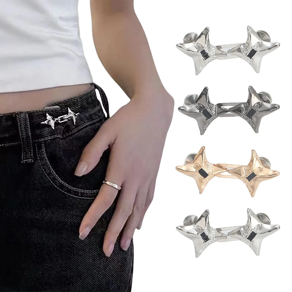 คลิปกระชับเอวดาวแบบปรับได้ - ปุ่ม Jean ไม่ต้องเย็บสําหรับผู้หญิงกางเกงยีนส์หลวมกระโปรงชุดเดรสแฟชั่นเอวอุปกรณ์เสริมของขวัญ
