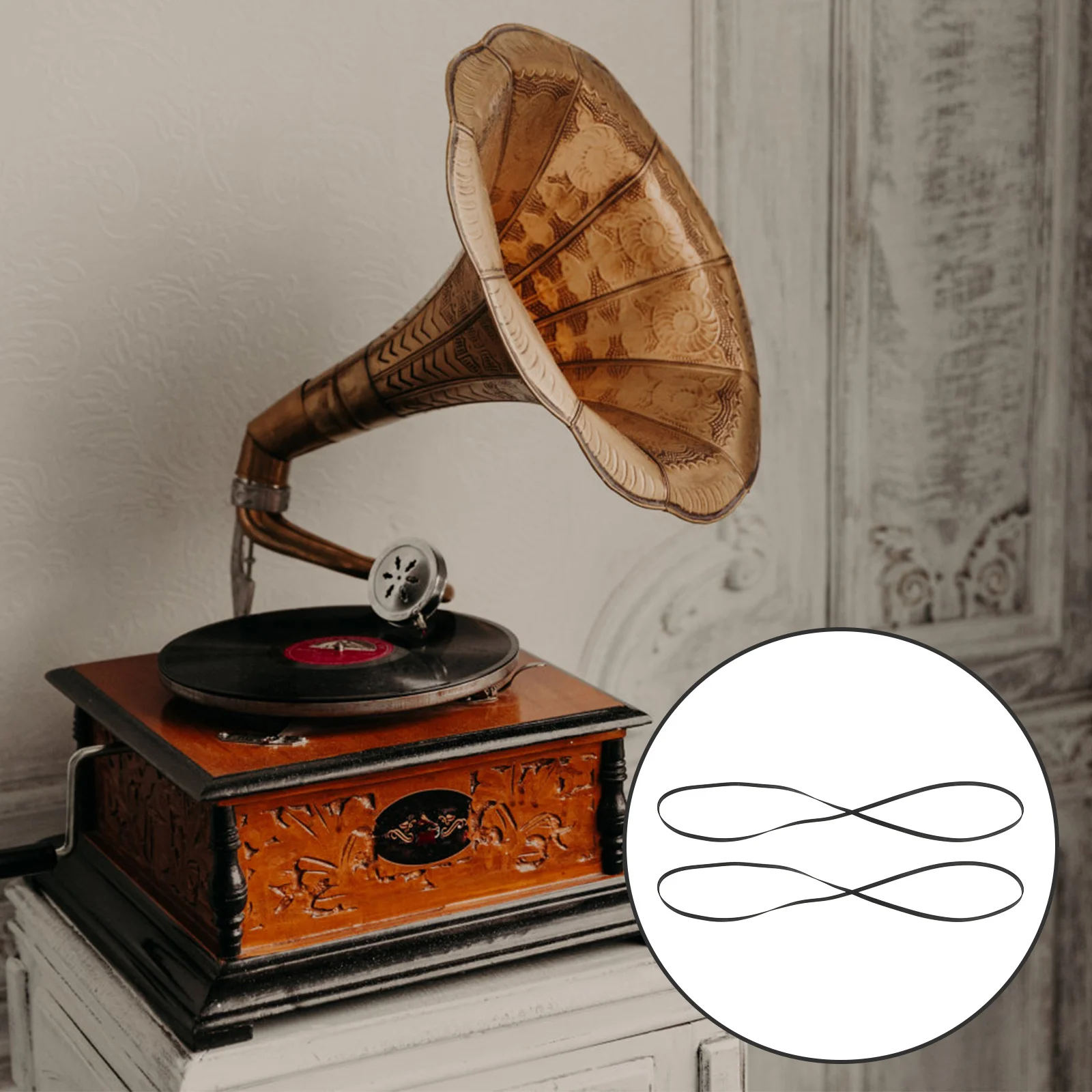 

2pcs Black Vinyl Record Player Belt Rubber Turntable Replacement For Phonograph Reel To Reel Recorder Flat Drive Belt Reusable