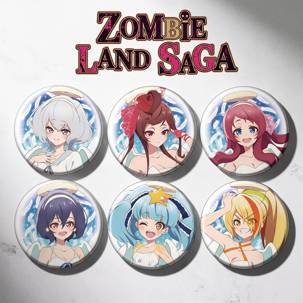 Anime Zombie Land Saga Lily Hoshikawa Junko Konno Badge 58MM Acrylic Stand Keychain Brooch Lapel Backpack Decoration