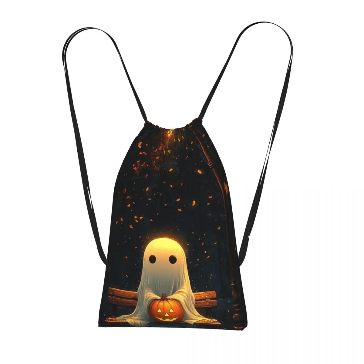 Ghost Sat On A Bench Under The Streetlight Backpacks Multi-function Drawstring Bundle Pocket Sports Bag Book Bags for School