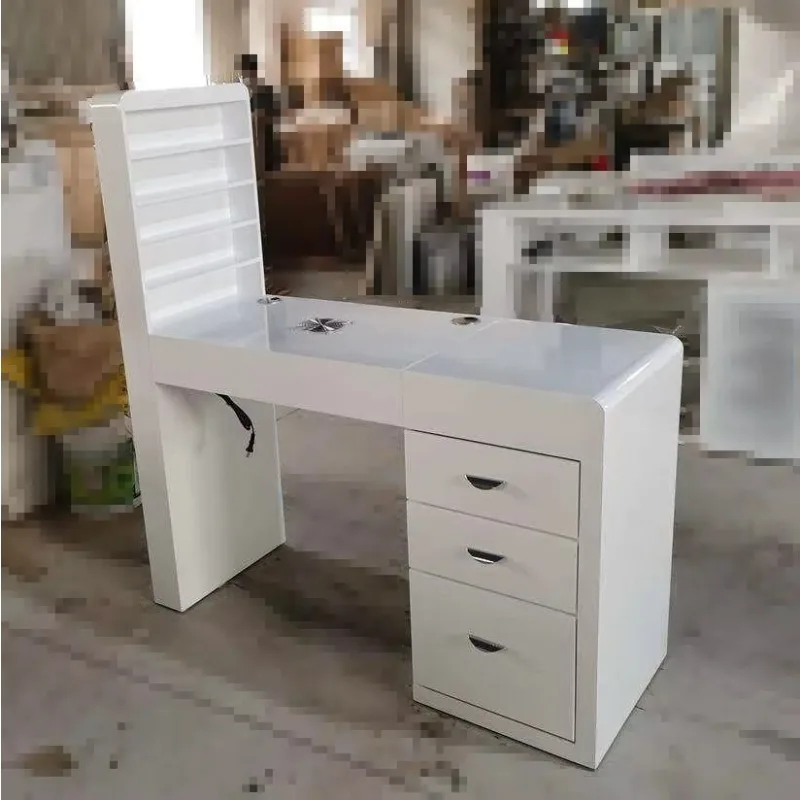 Nail Table with Nail Dust Collector, Led Light on Shelf, clear Divider,  US Plug, 110v