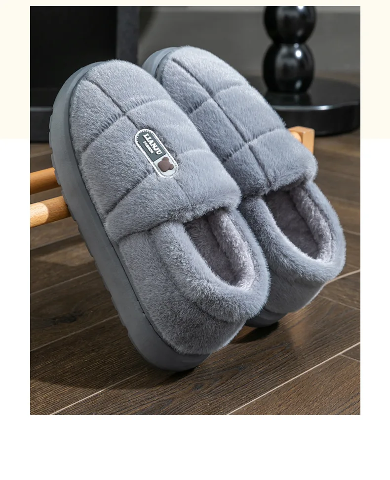 Übergroße 50 51 Winter-Hausschuhe für Damen und Herren mit Dicker Sohle, Warme Paar-Pantoffeln, Rutschfeste Flache Plattform, Damen-Baumwoll-Hausschuhe – Detail 15