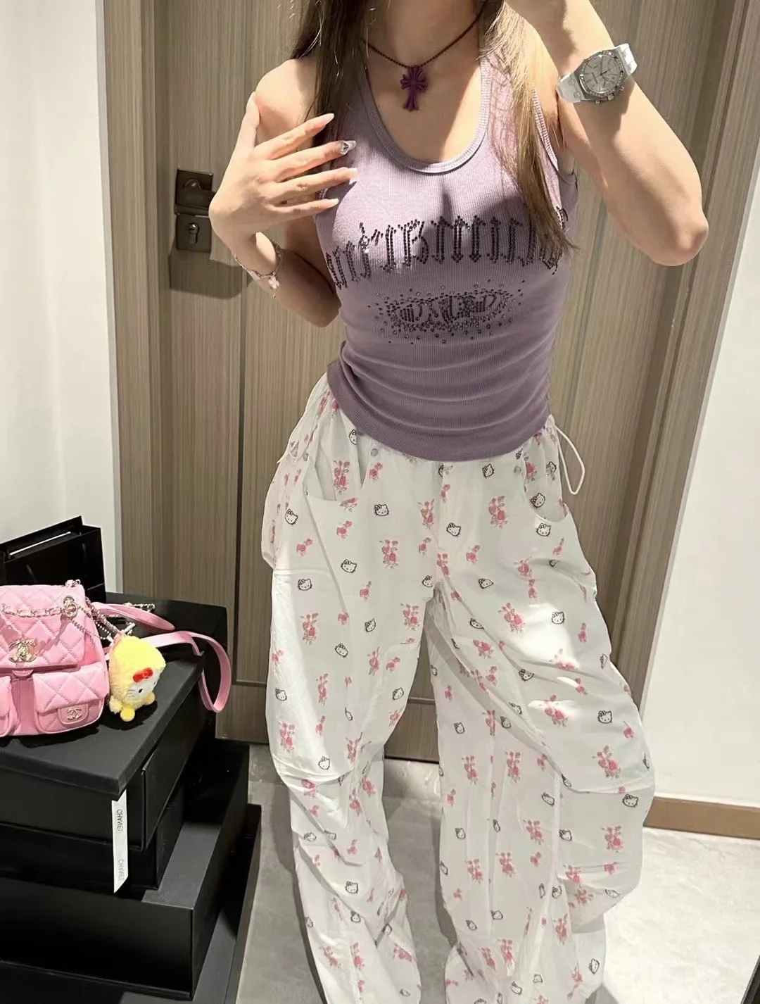OPEN YY work pants 2025 fashion new floral work casual pants loose landing paratrooper