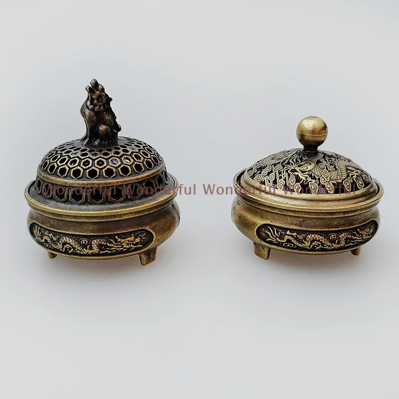 Mini Sandalwood Censer Incense Metal Craft Home Decoration Lotus Flower Incense Burner Buddhism Buddha Holder Brass