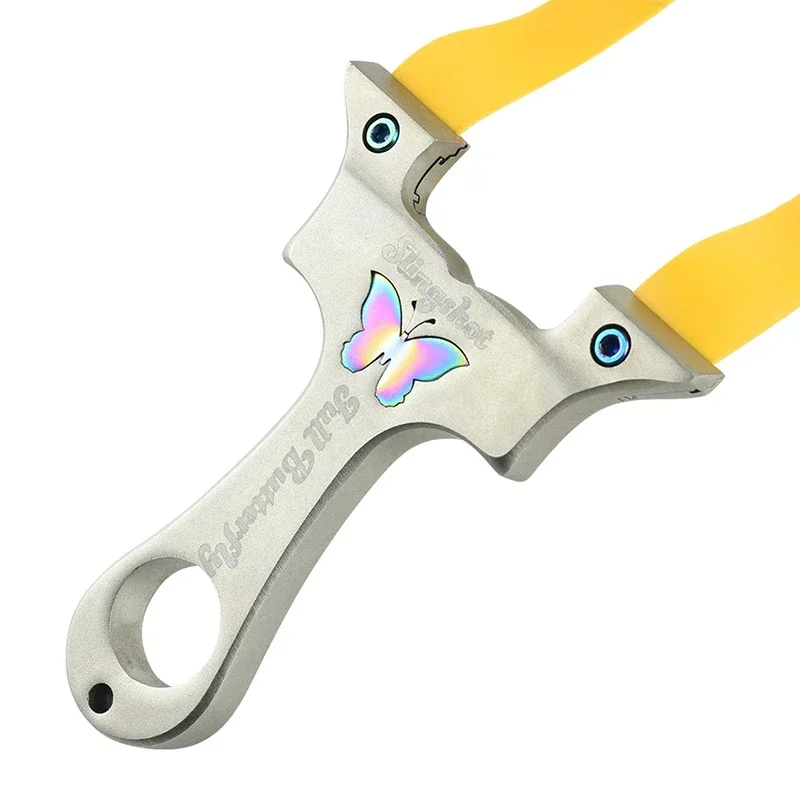 304 Stainless Steel CNC Slingshot Colorful Butterfly Metal Polishing Catapult Outdoor Hunting and Shooting Slingsshot Tirachinas