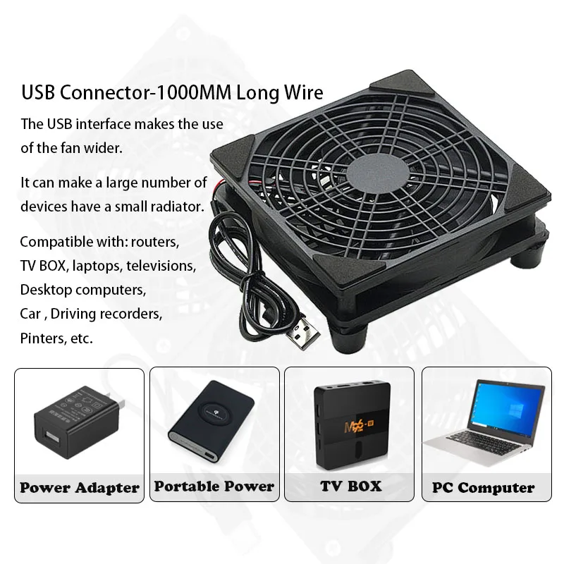 Imagem -04 - Younuon-usb Roteador Fan com Rede de Proteção Faça Você Mesmo tv Box e Desktop Fan 5v 80 mm 92 mm 120 mm 140 mm 240 mm