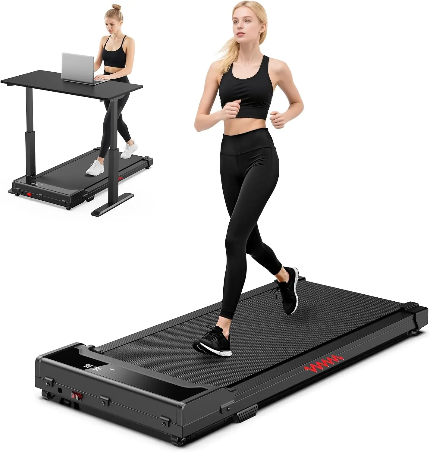 Walking Pad Treadmill for Home - Under Desk Walking and Running with Remote Control Portable Electric Machine Adjustable Slim Co
