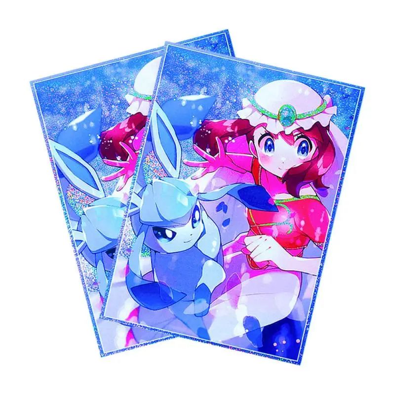 50pcs/set Pokemon May Glaceon Flash Card Sleeve PTCG WS DIY Anime Game Collection Card Protective Cover Gift Toy 66*91mm