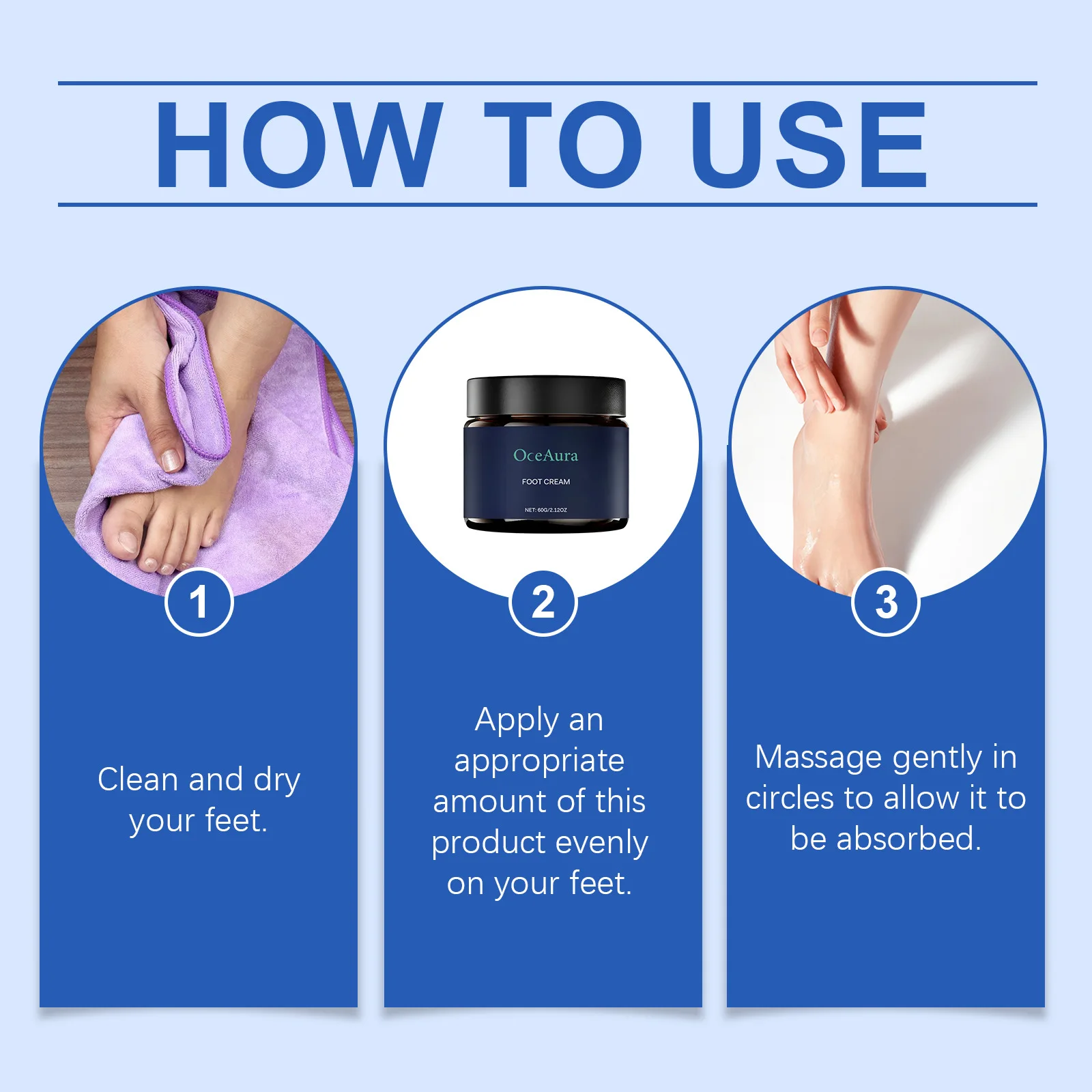 OCEAURA Foot Moisturize Cream Deep Hydration Relieve Dryness Repair Cracked Skin Exfoliate Improve Roughness Foot Soothing Cream