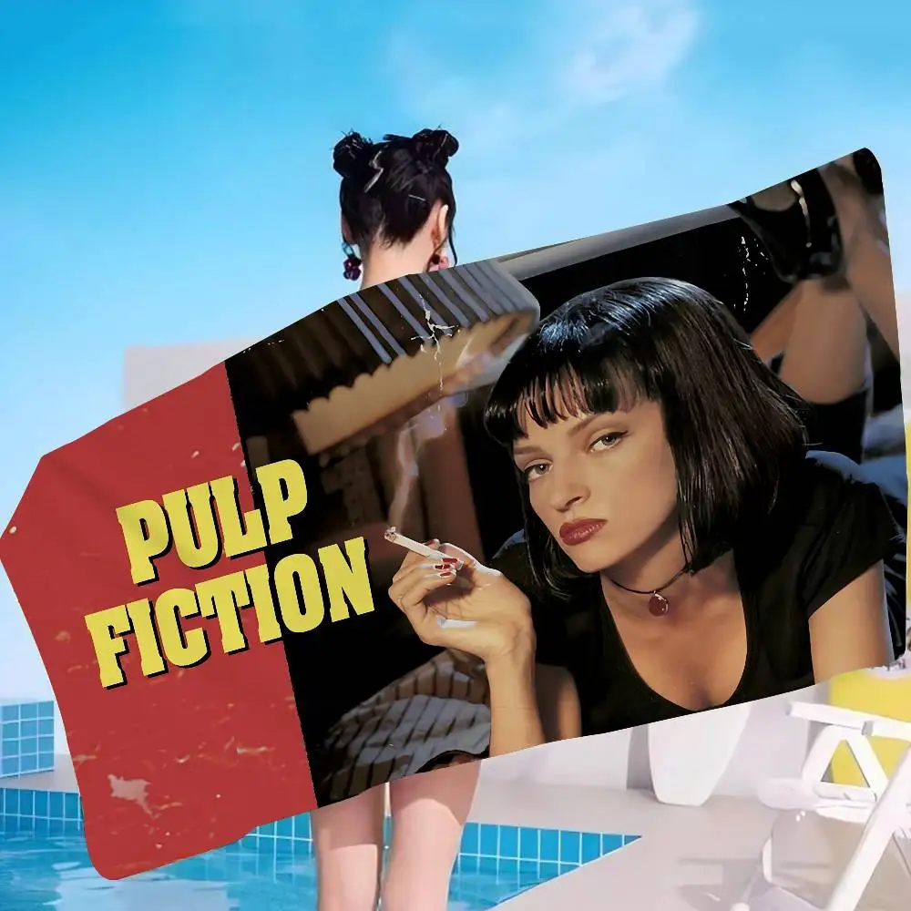Crime Movie P-Pulp F-Fiction Anime Beach Swimming Towel Soft Absorbent Washcloth Children's Gifts for Kids Travel Camping Gym