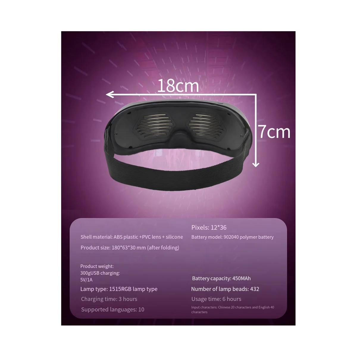 Glasses Luminous LED Mask Bluetooth LED Shining Glasses Electronic Visor Glasses for Party Bar Easter Gift