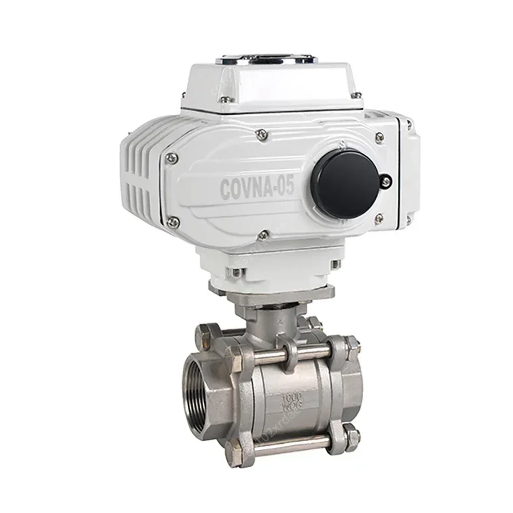 New   COVNA Electric Motor Operated Valve 12V 3 Piece On Off Electric Actuator Ball Valve Stainless Steel Ball Valve