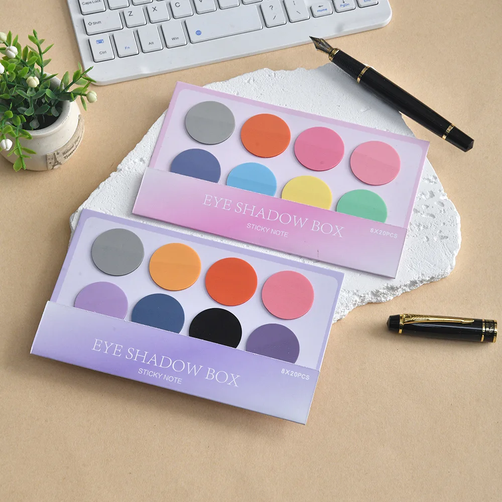 

Cute Eyeshadow Palette Sticky Notes, 8 Colors Round Self-Stick Memo Pads, Aesthetic Sticky Notes , Office & School Stationery