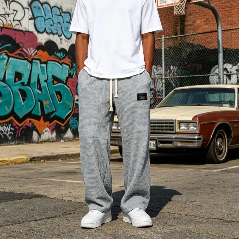 

Men's 2026 casual Spring/Autumn straight-leg sweatpants wide-leg elastic waist sportswear pants male clothing ﻿