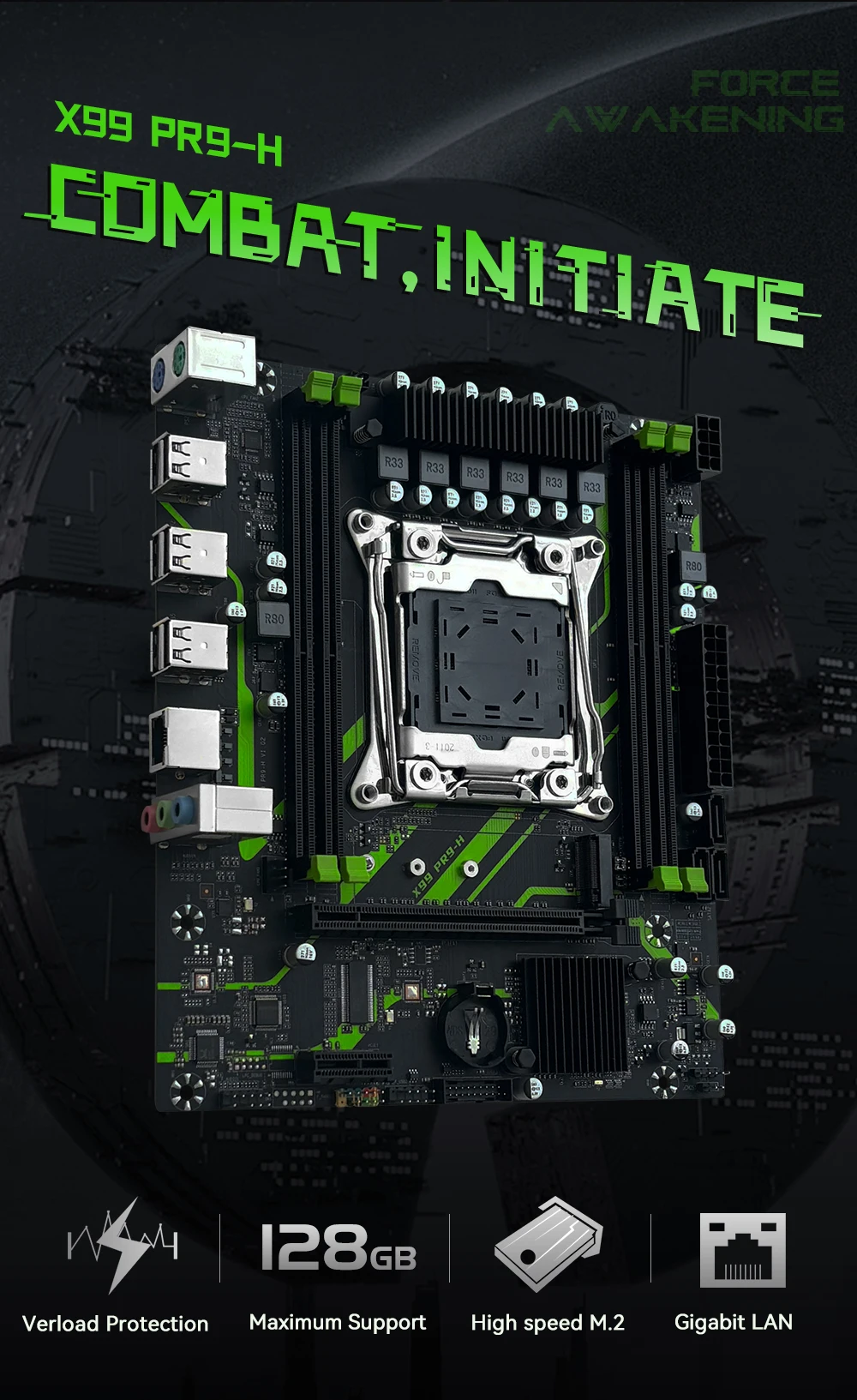 MACHINIST X99 PR9-H Motherboard Combo With Intel Xeon E5 2650 V3 CPU LGA 2011-3 Support DDR4 Dual-channel RAM NVME/SATA M.2