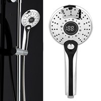 Digital Display Handheld Shower Head with 3-color Temperature Control LED Light 3 Spraying Mode Bathroom Spray Head