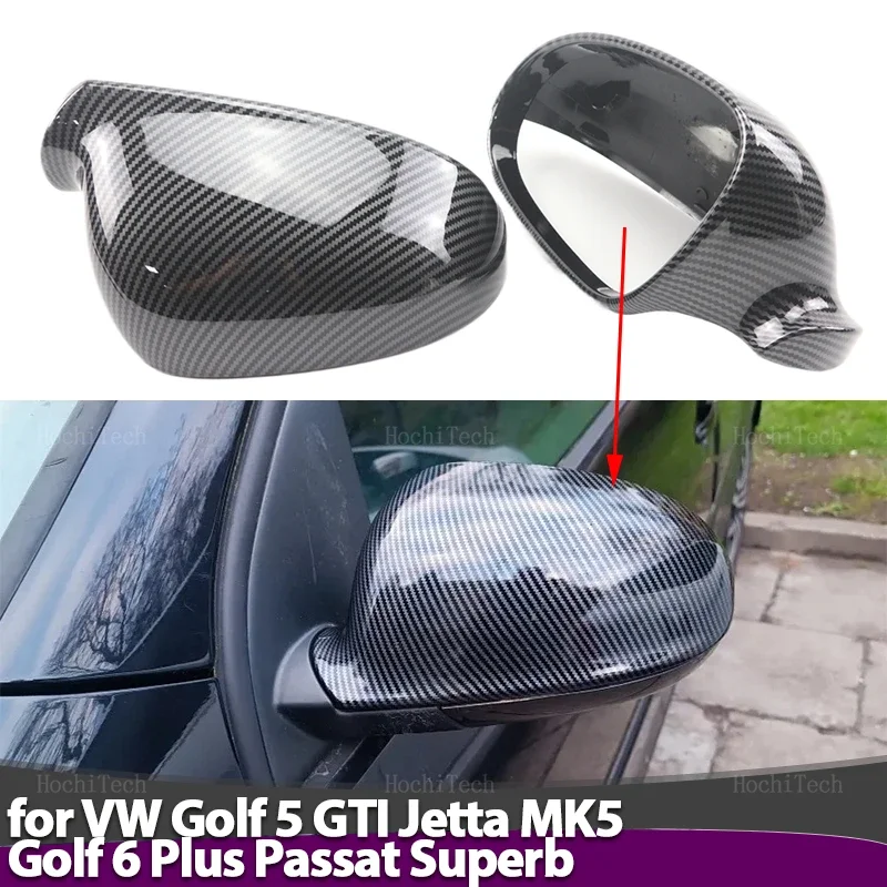 Kohlefaser-Flügel-Seitenspiegel-Abdeckkappen für Volkswagen VW Golf 5 6 Jetta MK5 Passat B5.5 B6