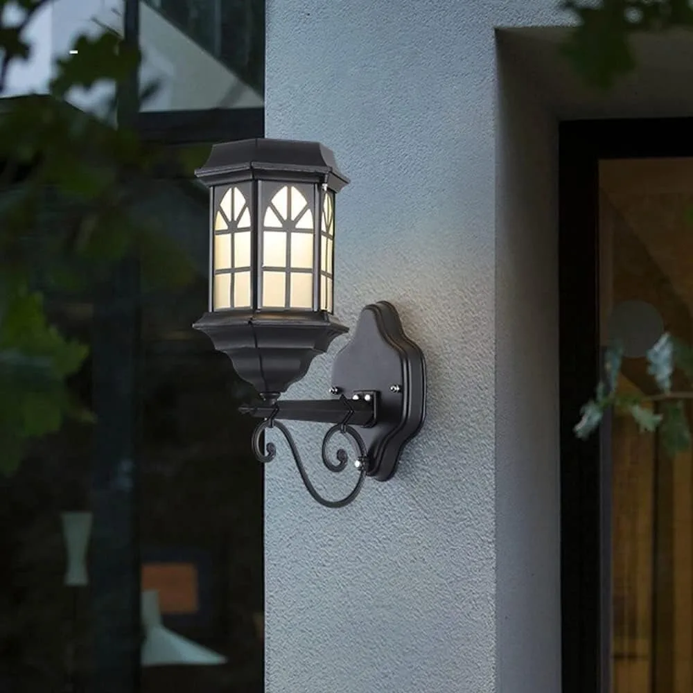 

Outdoor Solar Wall Sconce LED, Retro Victorian Waterproof Wall Lantern with Remote Control, 3-Color Mode Porch Light Fixture,