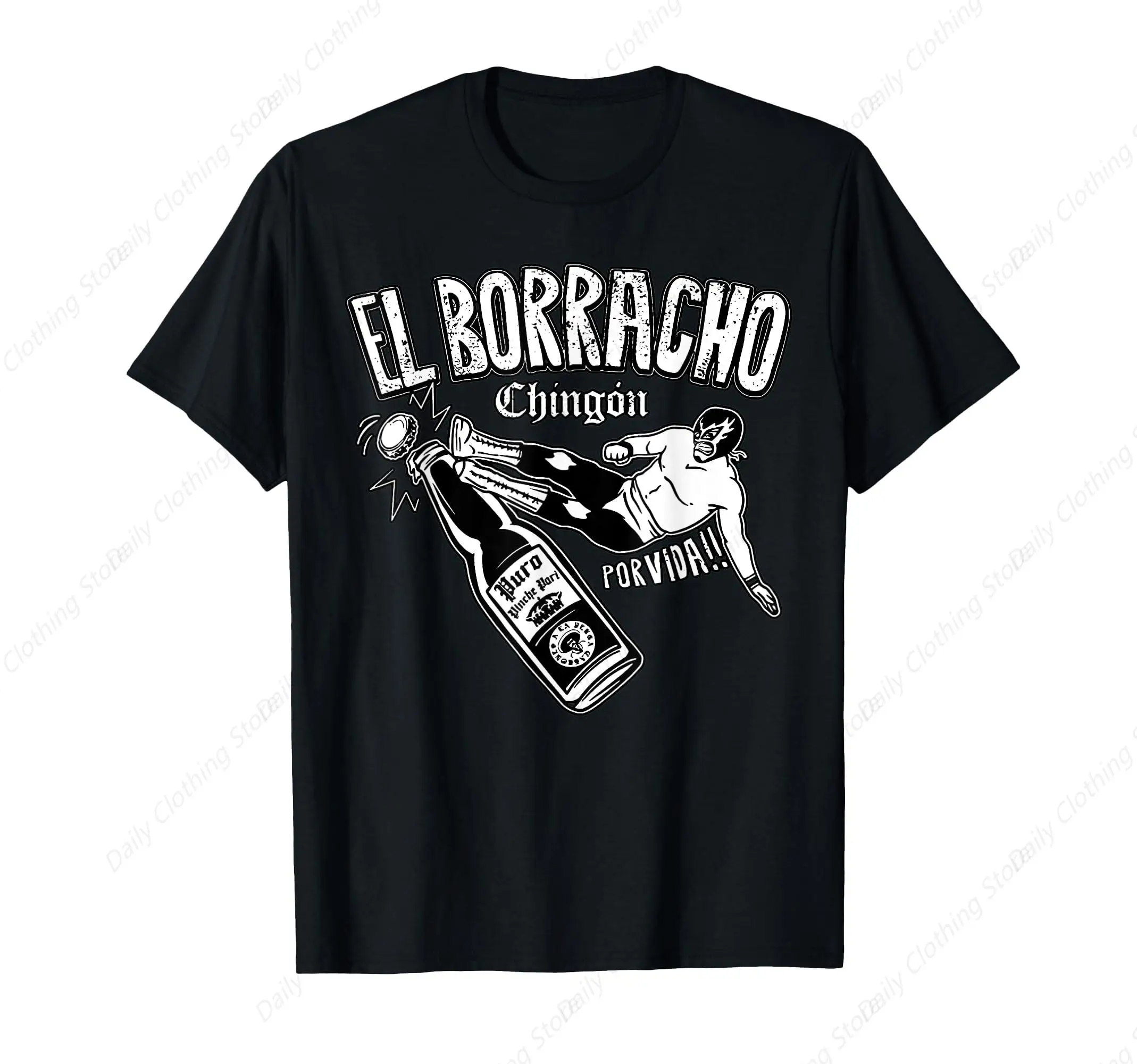 El Borracho Chingon Mexican Drinking Cinco De Mayo	T-Shirt Retro Leisure Men Tee Daily Women Tops Outdoor Fashion Clothing