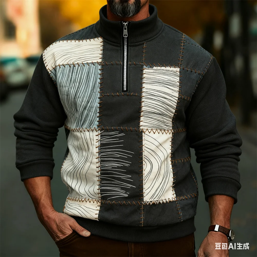 الرجال الوقوف طوق بلوزات لشتاء ثلاثية الأبعاد التصحيح هوديس للرجل الترفيه الرياضة الرمز البريدي هوديي جديد في هوديس وبلوزات #2