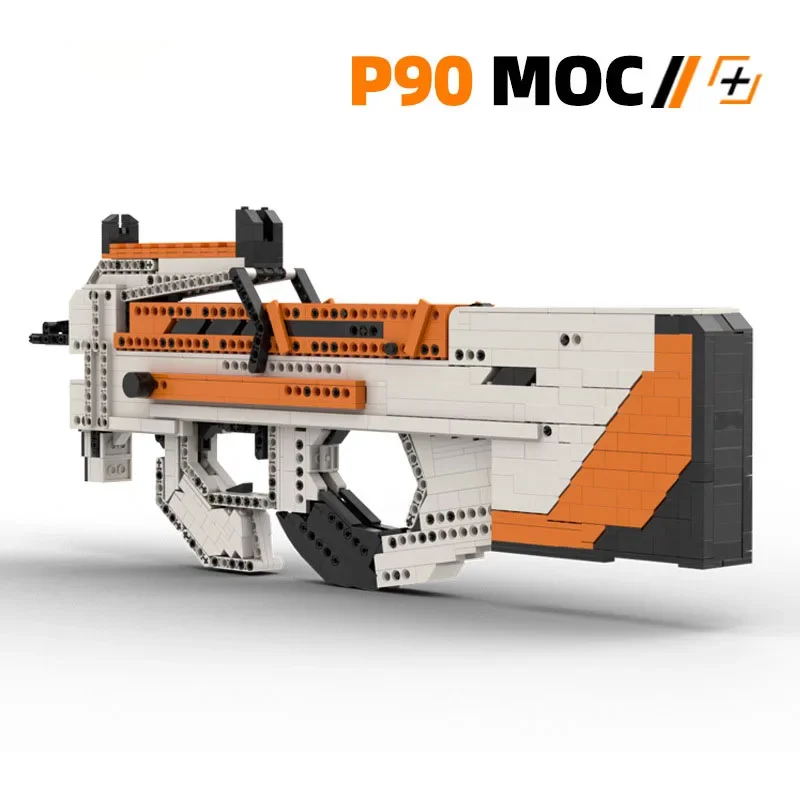 

MOC CSGO Series P90 Assembled Model Building Blocks Asiimov Submachine Gun Can Shoot Gun Weapon Adult Boy Birthday Gift