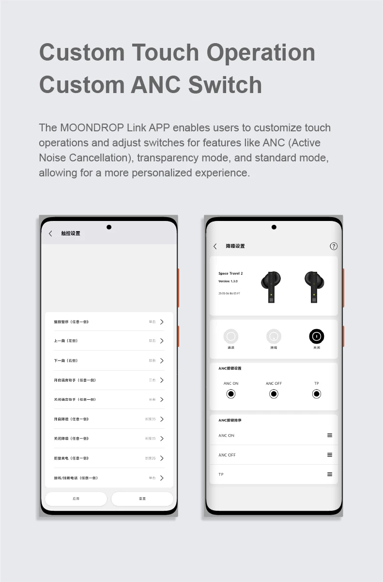 MOONDROP Space Travel 2 HiFi Noise-Cancelling TWS kabelloser Kopfhörer Bluetooth 6.0 ANC Low-Latency-Game-Modus SBC/AAC – Detail 13