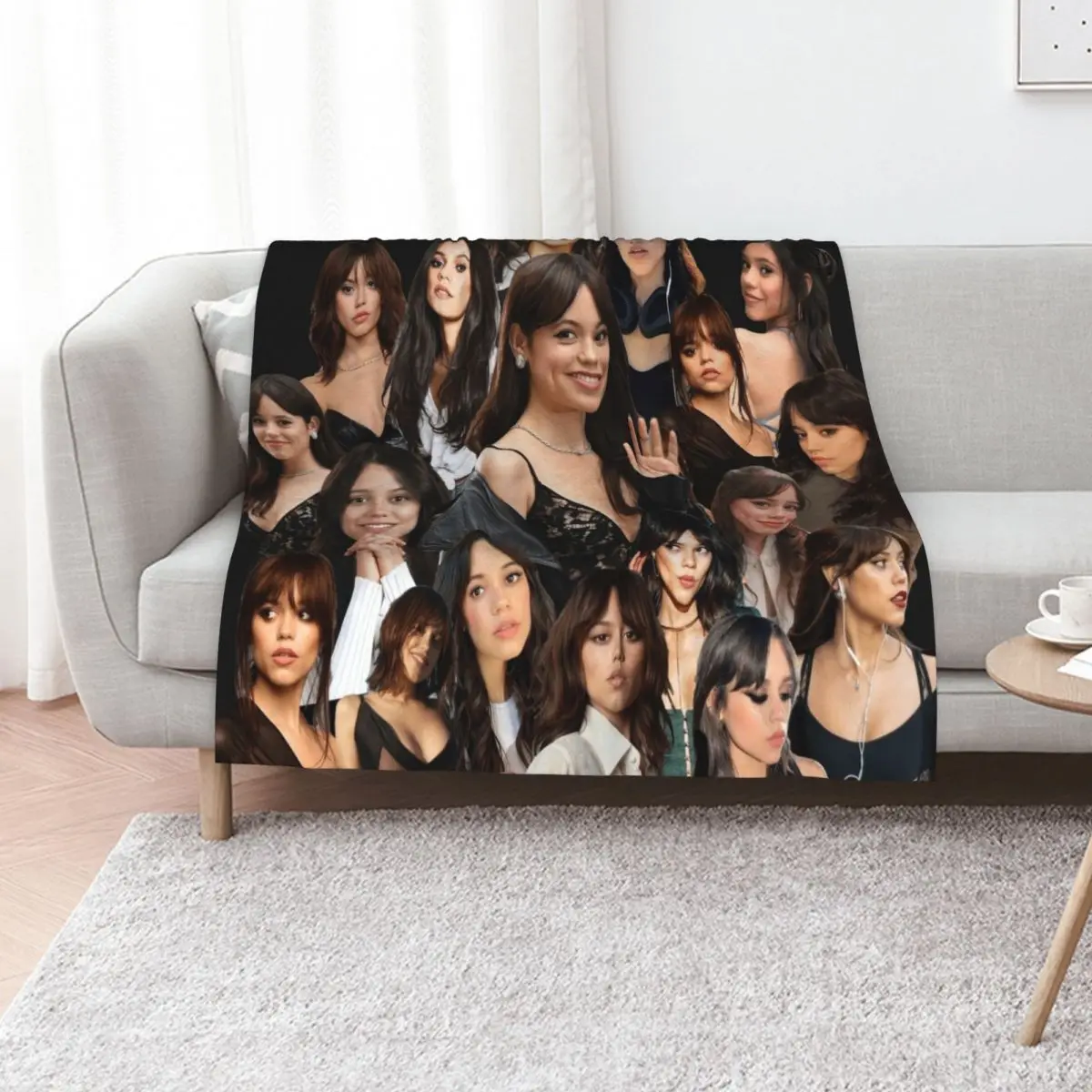 

HIGH QUALITY Jenna Ortega photo collage Throw Blanket christmas gifts wednesday For Decorative Sofa Hair Blankets