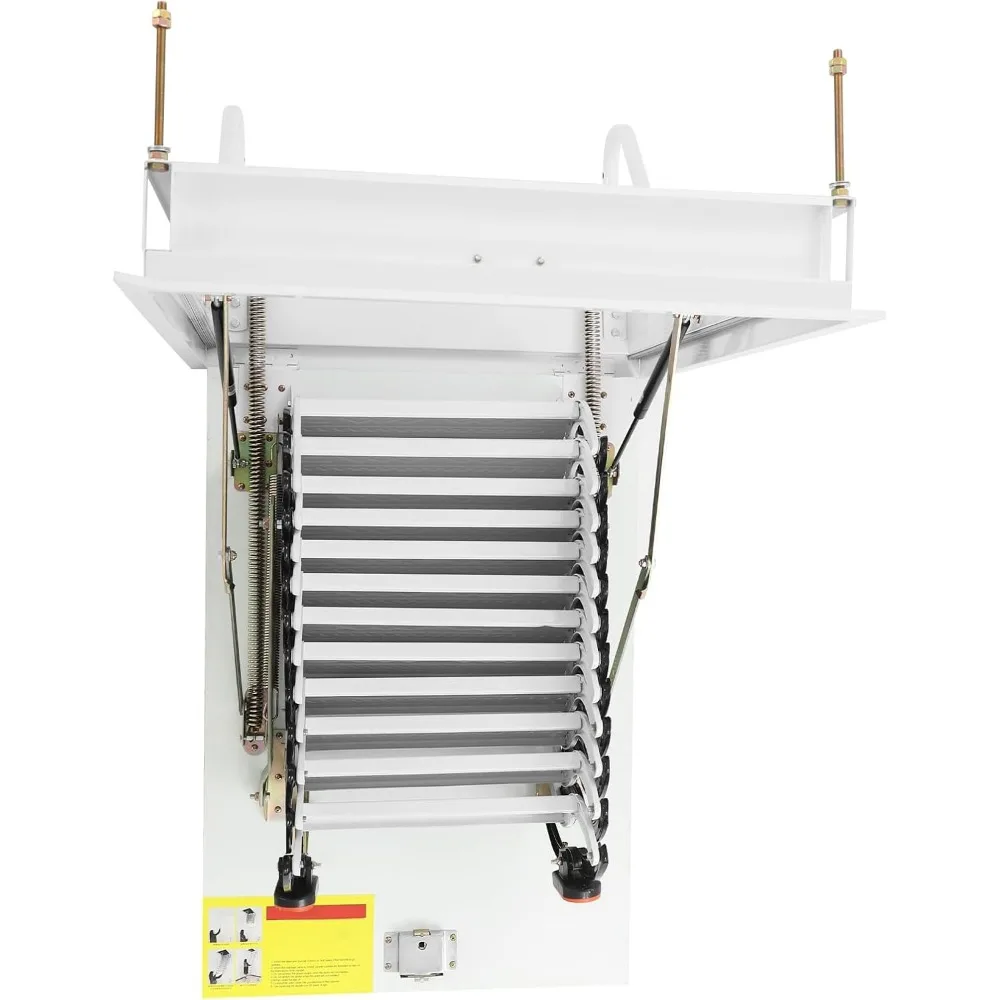 سلم عطلي قابل للطي بـ 12 خطوة مع درابزين لسهولة الوصول والتخزين