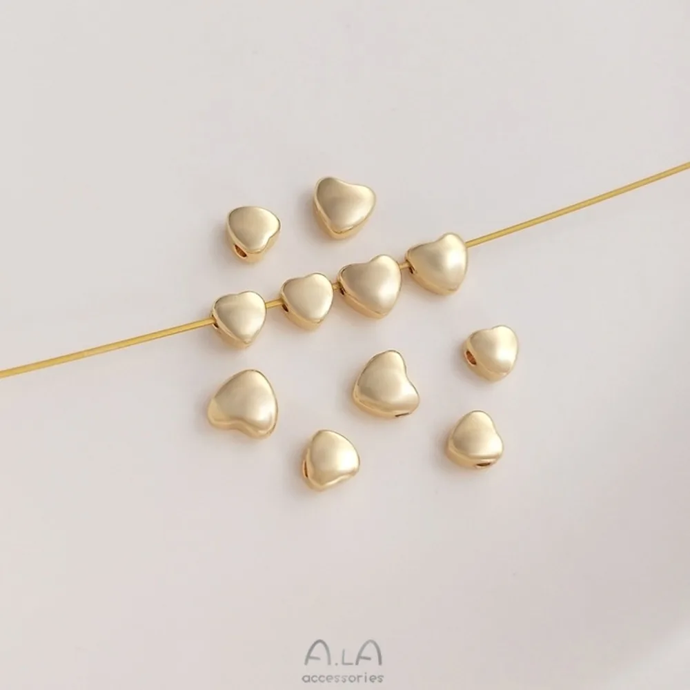 

Медные 14-каратные золотые бусины с двойной дугой в форме персикового сердца, свободные бусины ручной работы, браслет «сделай сам», серьги, ювелирные изделия с бусинами