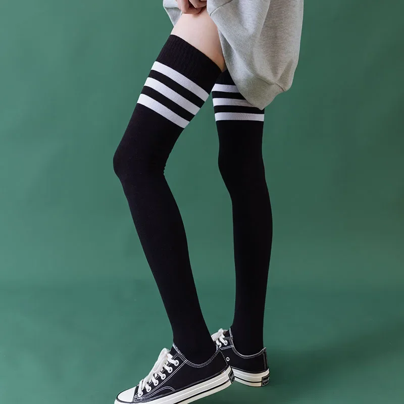 Women Girls Over Knee High Fashion Striped Long Stocking Extra Long Socks