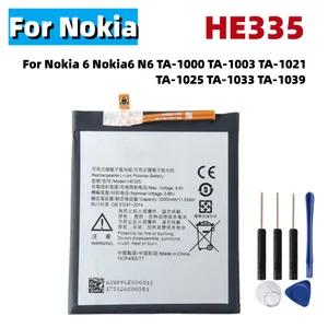 Bilashmart BackShell Battery HE335 Nokia 6 Nokia6 N6 TA 1000 TA 1003 TA 1021 TA 1025 TA 1033 TA 1039 High Quality + Free Tools