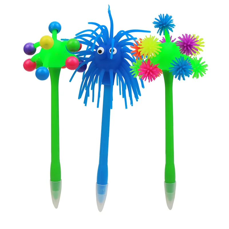 3Pcs Kugelschreiber Nette Seeigel Geformte Stifte Weiche Gummi Monster Stifte Büro Schreibwaren Kreative Blaue Tinte Gel Stifte büro – Detail 2