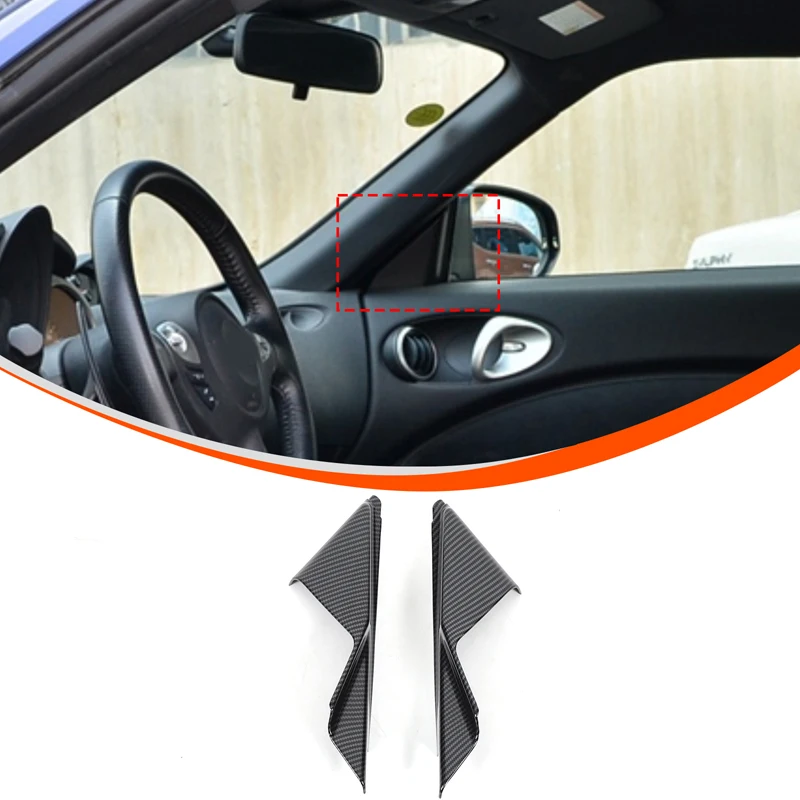 

Для Nissan 370Z 2009-2020 модификация салона автомобиля ABS углеродное волокно A-стойка внутренняя треугольная стойка декоративная наклейка