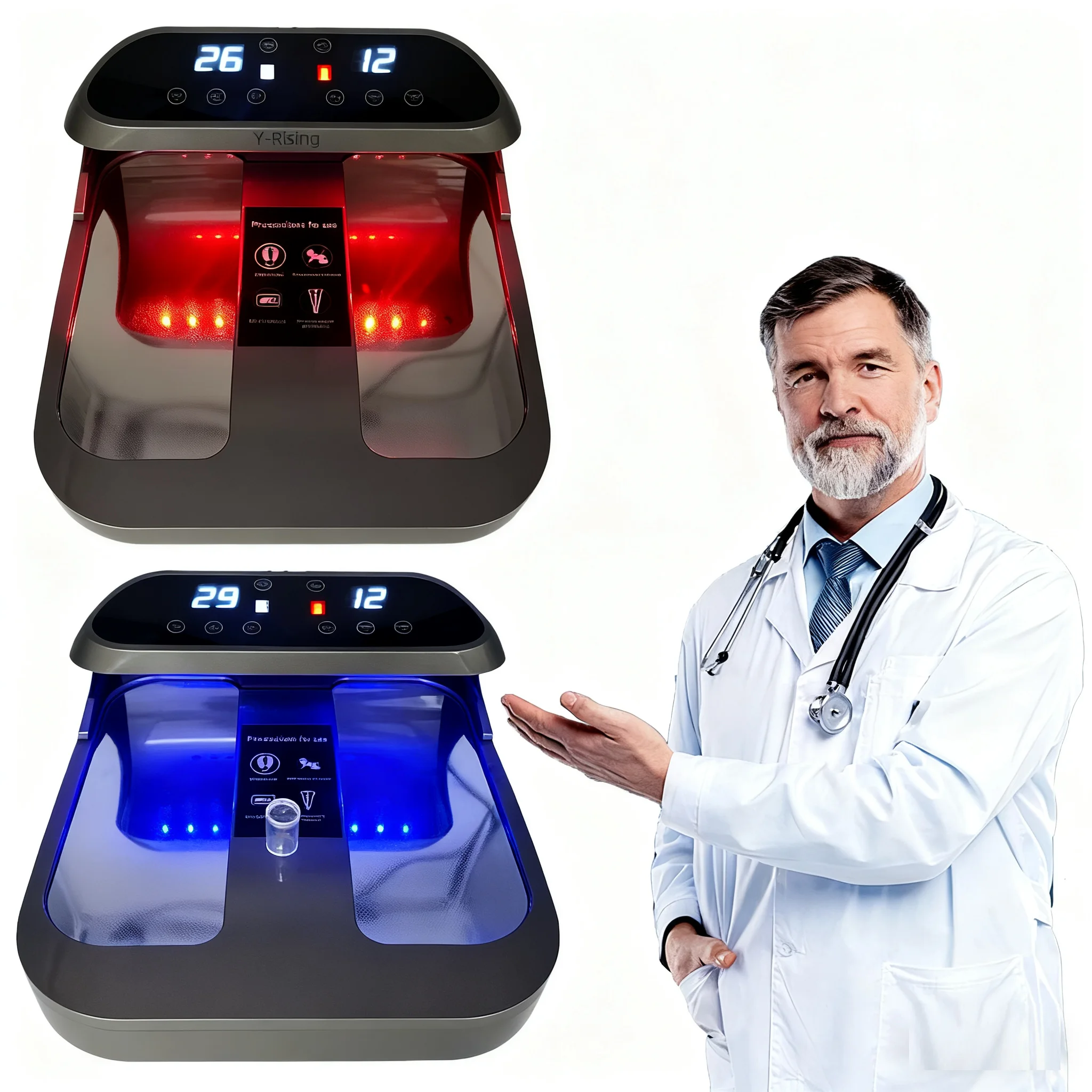 Plus Red and Blue Light 2in1 P90 P100 PEMF Terahertz Therapy Foot Spa Remote Control Wireless PEMF Massager Health Care
