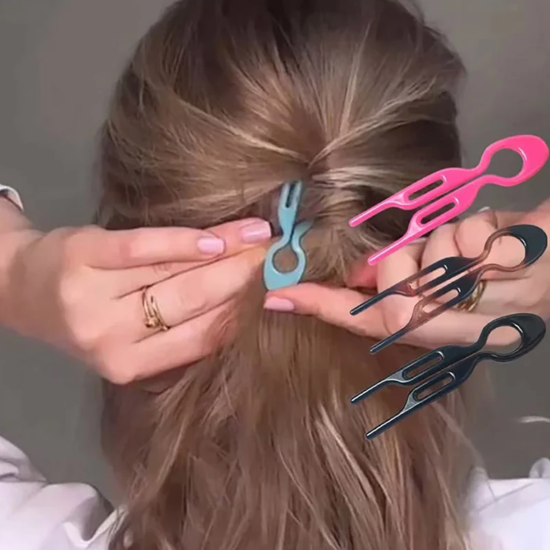 Simple U-shaped Wavy Hair Clip Women\'s Round Headed Hair Fork French Fashion Curly Hair Stick Clip DIY Hairstyle Tool