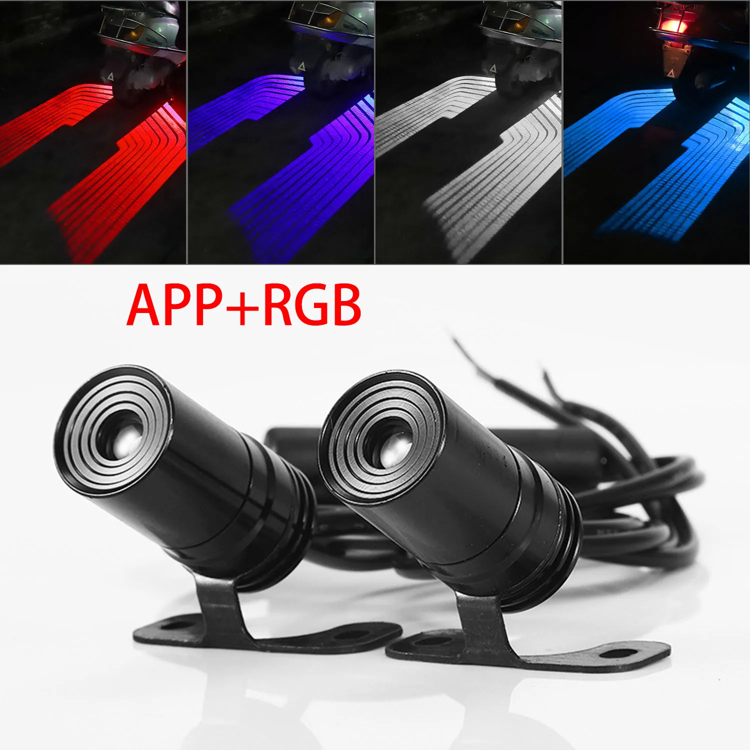 LED Motorcycle APP Colorful Angel Wings Welcome Light Carpet Light Wings Projection Light