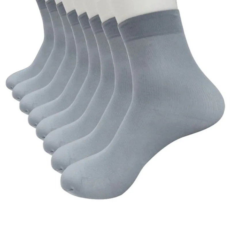 

4 Pairs Solid Men's Short Socks Fashion Comfortable Summer Fiber Ultra-thin Elastic Silky Business Sock Men's Short Socks